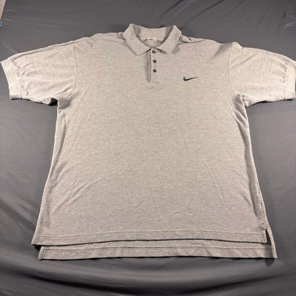 Nike Vintage Polo Shirt Mens Size XL Gray Embroidered Swoosh
